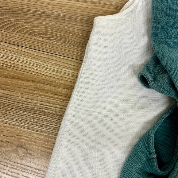 Vintage LL Bean Top Size 8 Aqua Blue and White Cotton Sleeveless Tunic Button Up - Picture 7 of 8